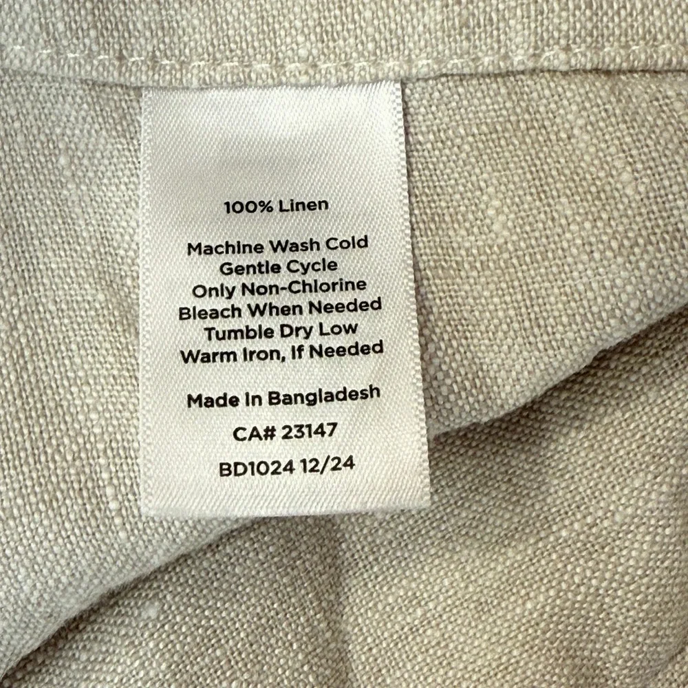 Talbots Women 20W 100 Linen Wide Leg Crop Pant Oatmeal Beige Patch Pocket BD1024